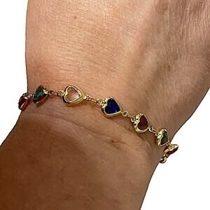 Heart Multicolor Zircon Gold Plated Bracelet